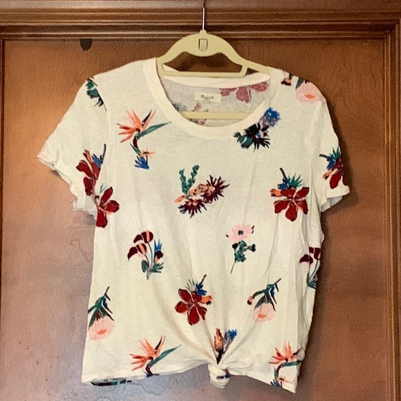 Madewell tropical flower T-shirt with Tie detail - Picture 1 of 3
